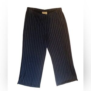 Chico’s Travelers Slinky Wide Leg Pants Navy Blue Sz. 3/16 Broken Lines Career
